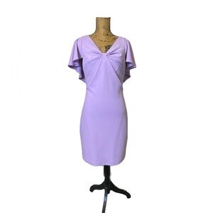 Belle Badgley Mischka Nova Lilac Flutter Cocktail Dress Women’s Size 6